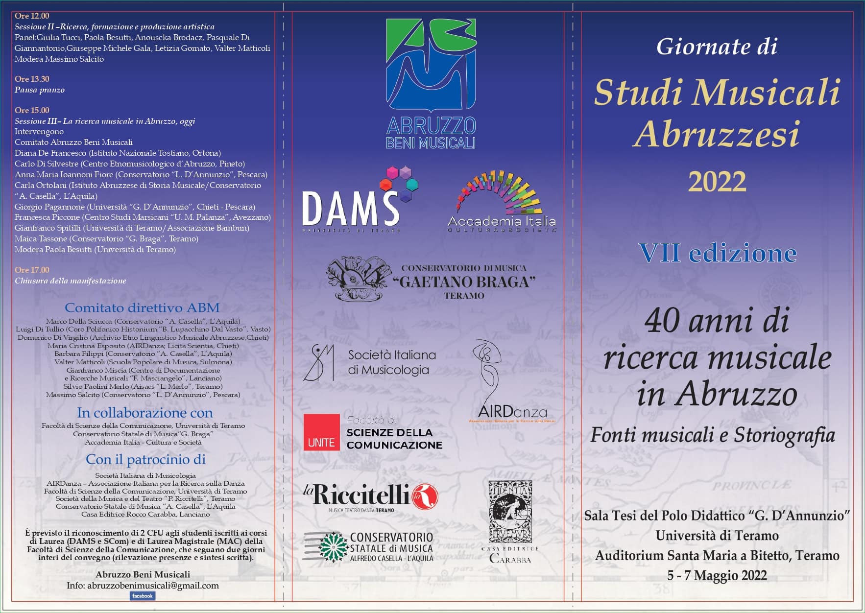 Depliant Giornate degli Studi Musicali Abruzzesi Massimo Salcito 2022