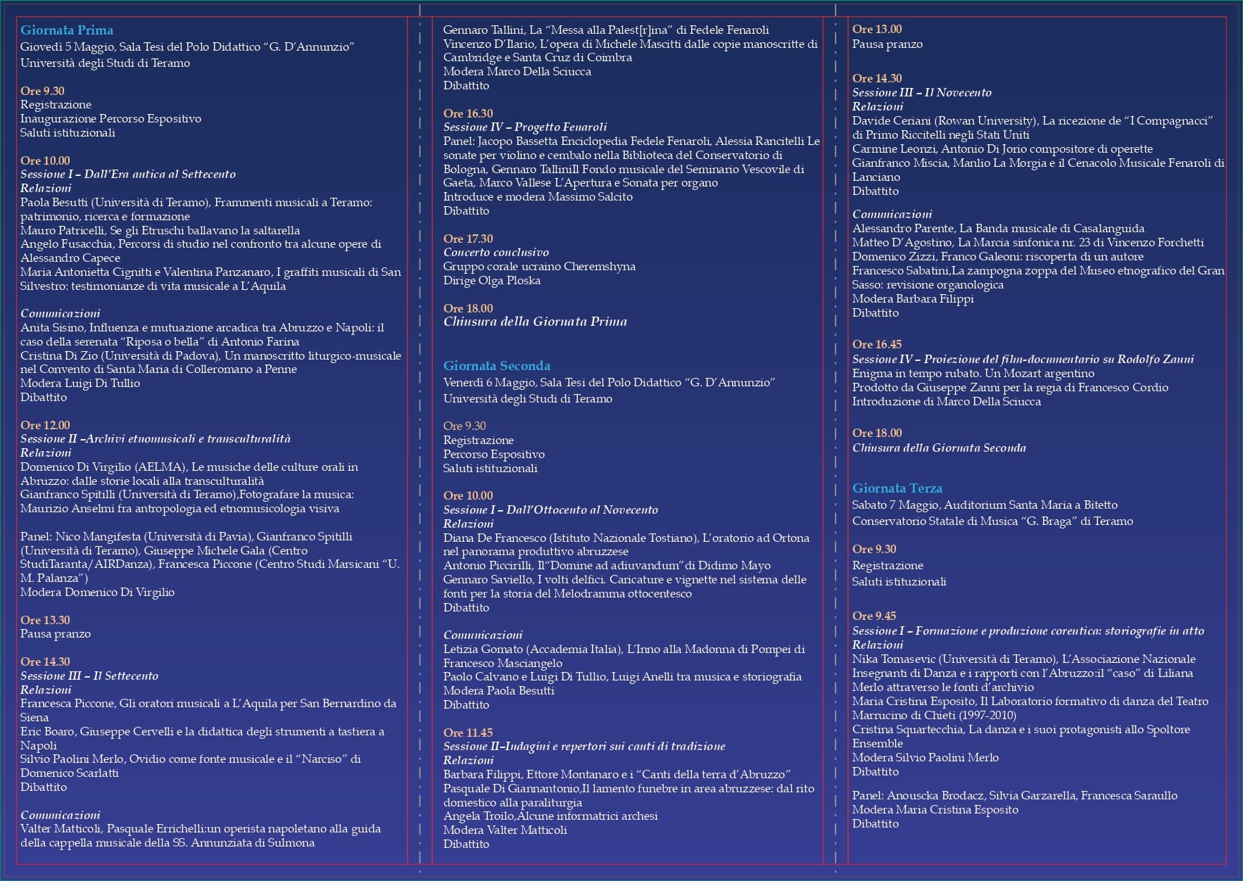 programma Giornate di Studi Musicali Abruzzesi 